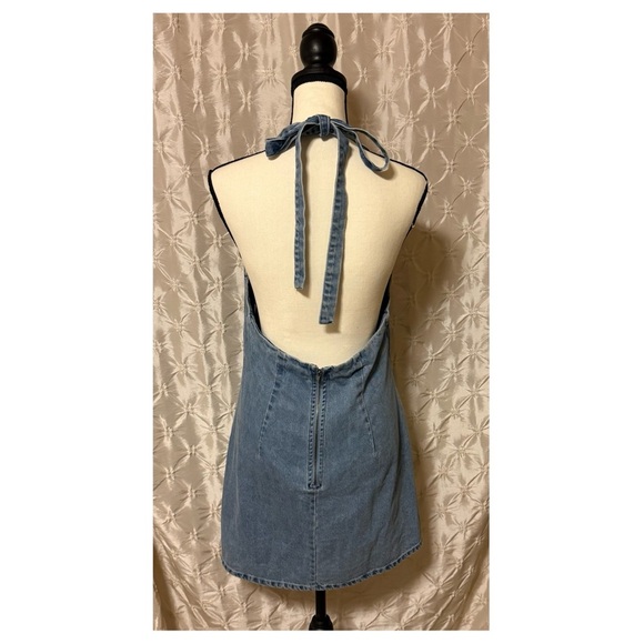 Free People Trevi Denim Halter Mini Dress in Celestial Light Blue Jean - Picture 5 of 16